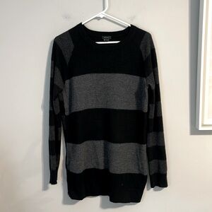 Theory 100% cashmere gray and black stripe long sweater size medium